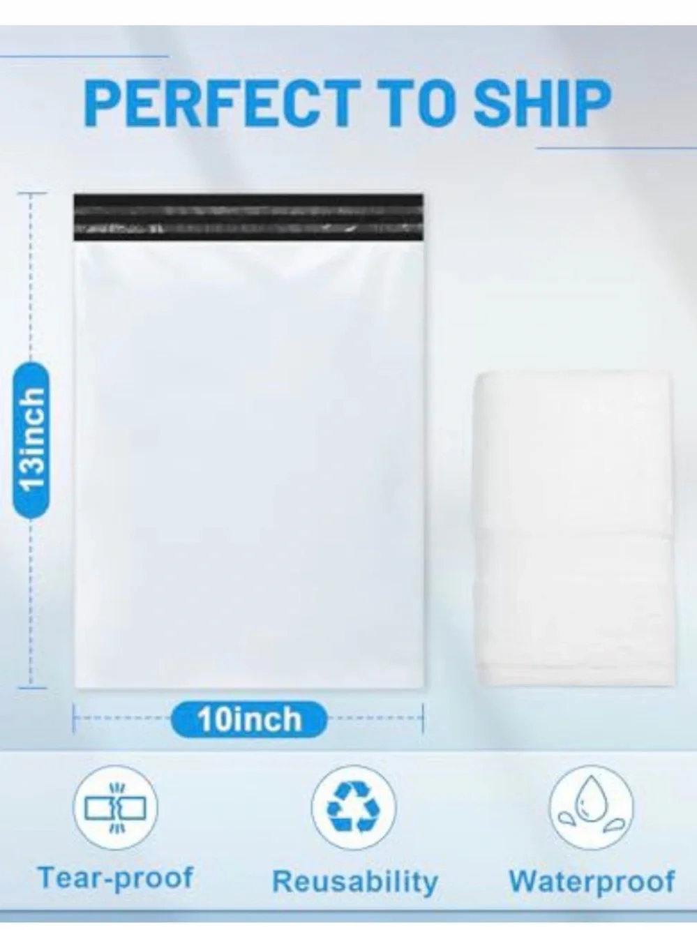 25 White Poly Mailers 10” x 13”